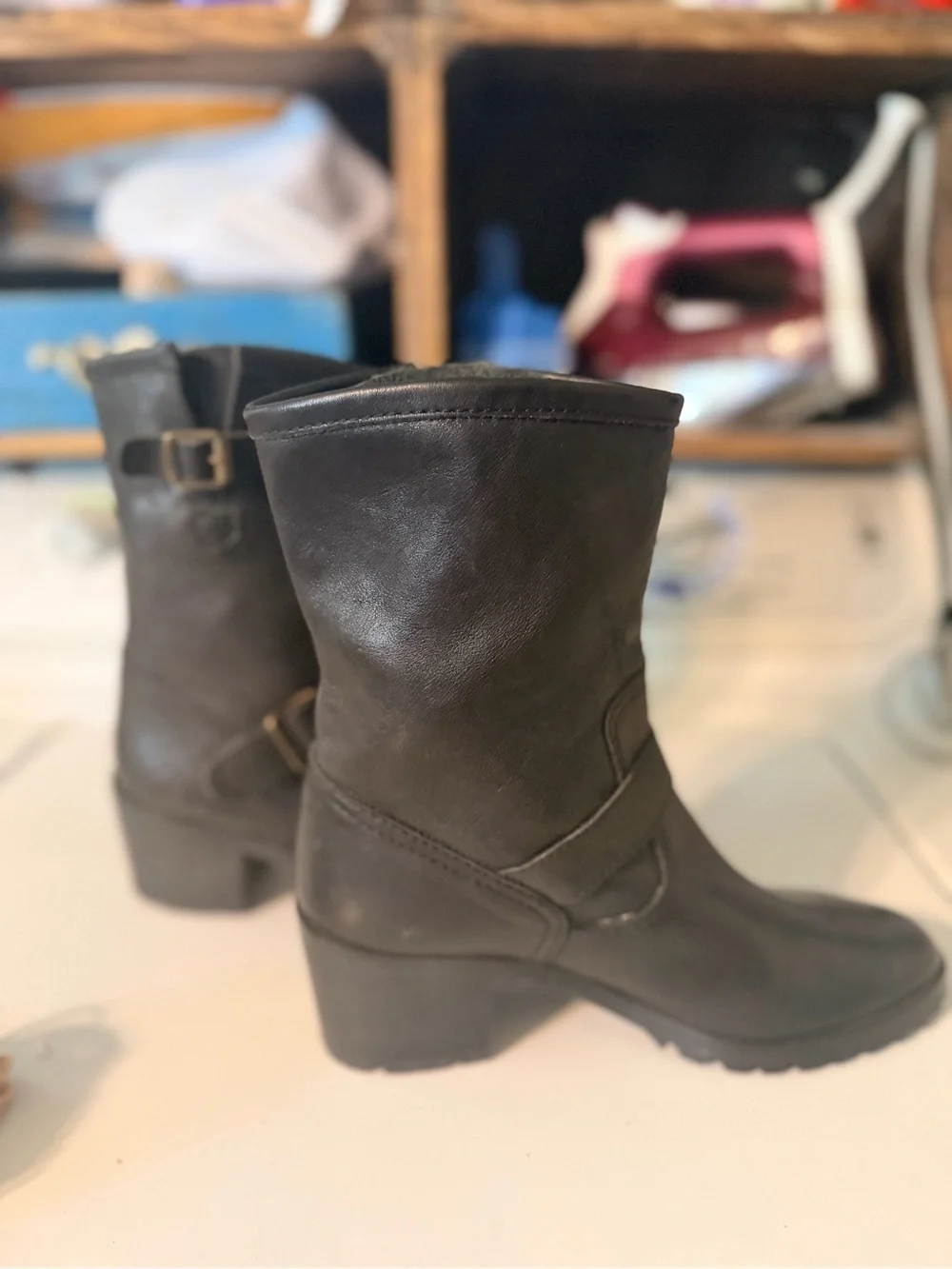 KORS Michael Kors Black Leather Moto Ankle Boots Women’s Size 6.5 Made In Italy